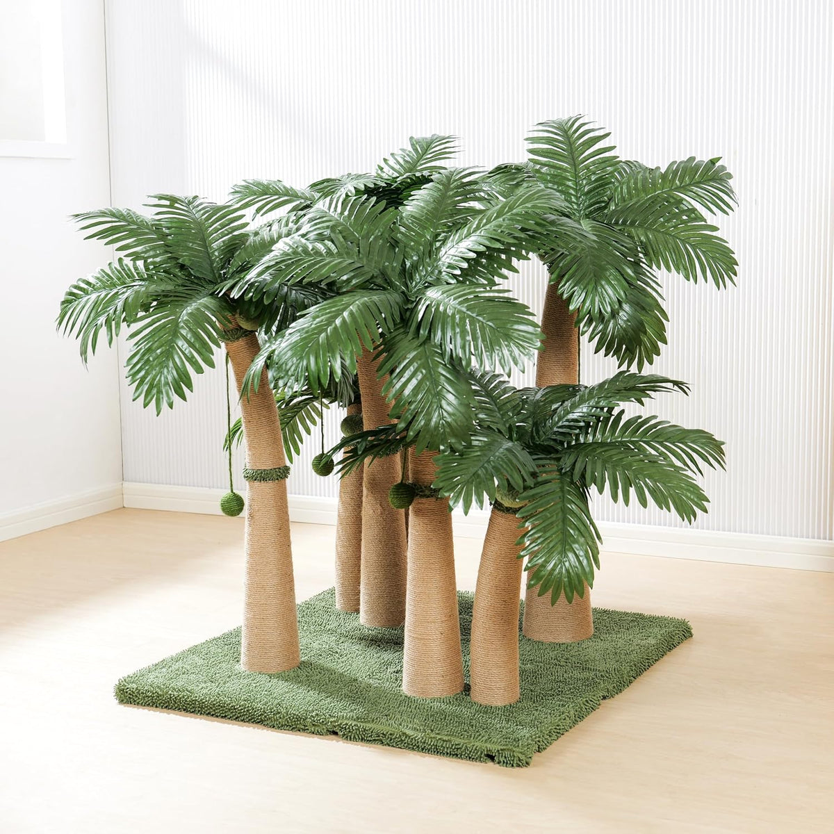 Palm Tree Cat Scratching Post with 19 Interactive Balls, Natural Sisal Rope Cat Scratchers for Indoor Cats, Multi-Combinable (Style a & B & C & D)