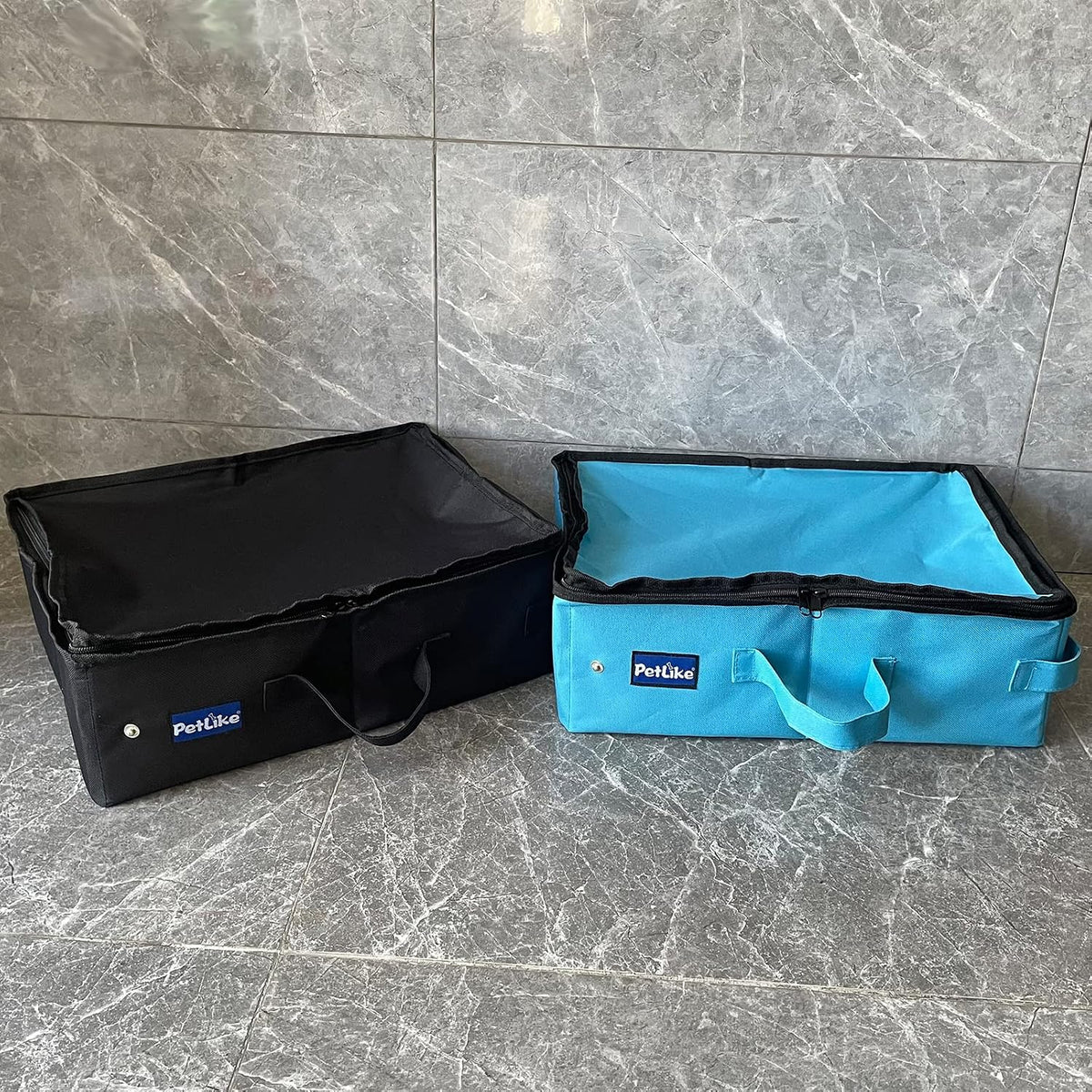 Travel Cat Litter Box, Leak-Proof Portable Litter Box, Collapsible Toilet Tray Carrier for Small Medium Cats (Medium, Aqua Set)