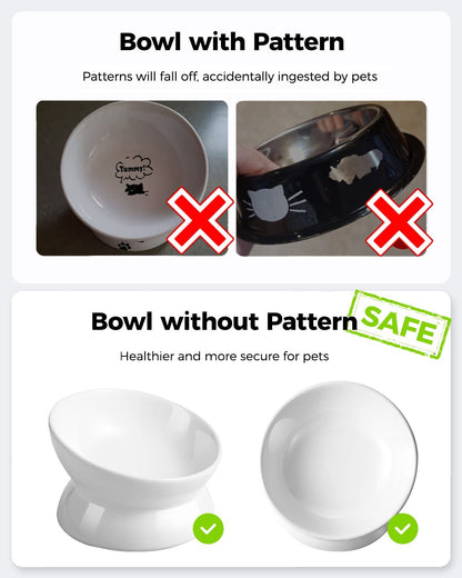 Elevated Cat Food Bowl, 5 Oz Ceramic Raised and Tilted Water Bowl
