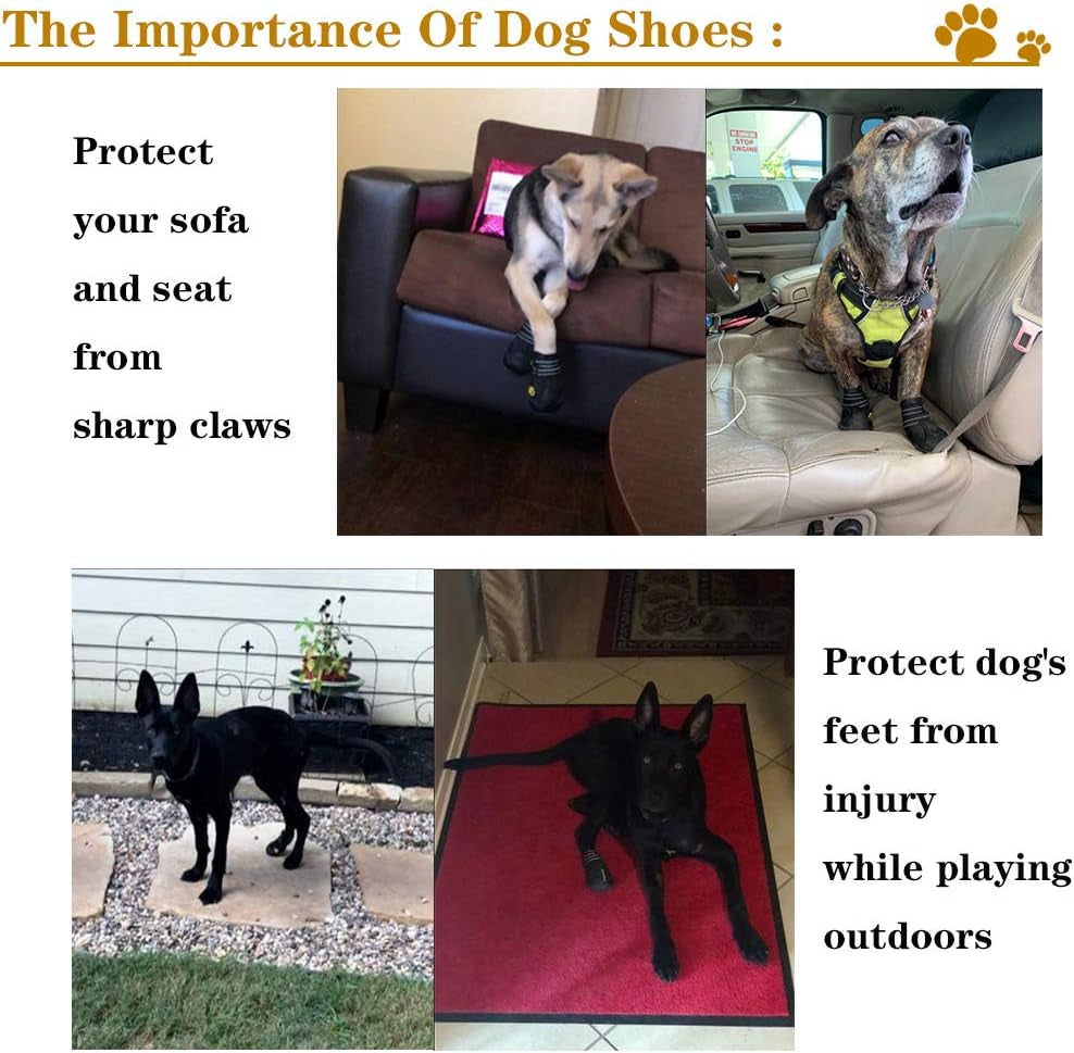Dog Shoes for Hot Pavement, Dog Snow Booties for Medium to Large Dogs
