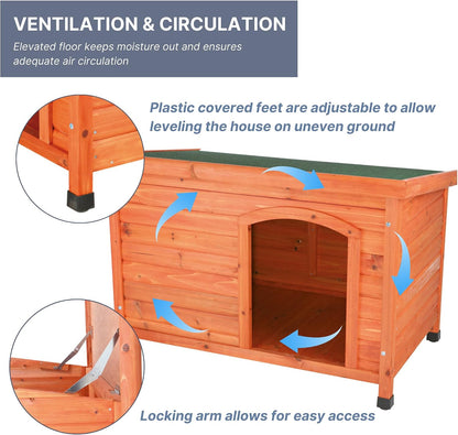Pet Products Dog Club House, Large,Glazed Pine,40.75X26.75X28.25 Inch (Pack of 1),39552