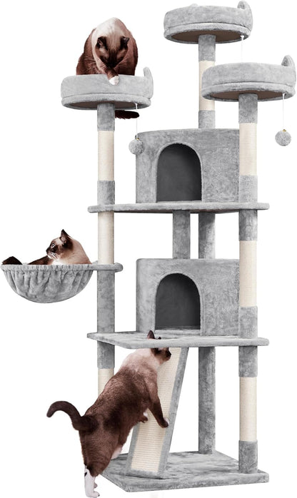 76In Large Cat Tree Tower, 2 Condos, Sisal Posts & Cat-Ear Perch