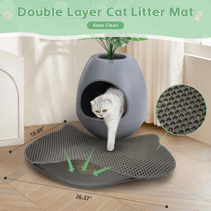 Eggloa6 Plant Litter Box Large Cat Hidden Litter Box with 4X Litter Box Liners, Cat Litter Mat, Artificial Plant Litter Box Enclosure Furniture Large DIY Litter Box Furniture for Cat Kitty Bunny