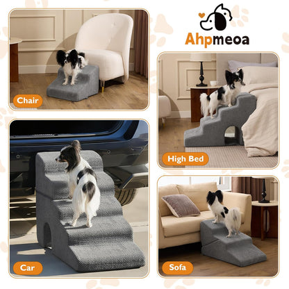 Dog Stairs for Bed 23'' H, 5-Step Dog Steps for High Bed, Grey