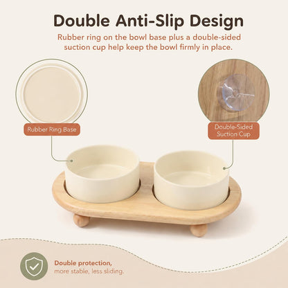 Raised Cat Bowl 5.1” Elevated Ceramic Cat Food and Water Bowl Set