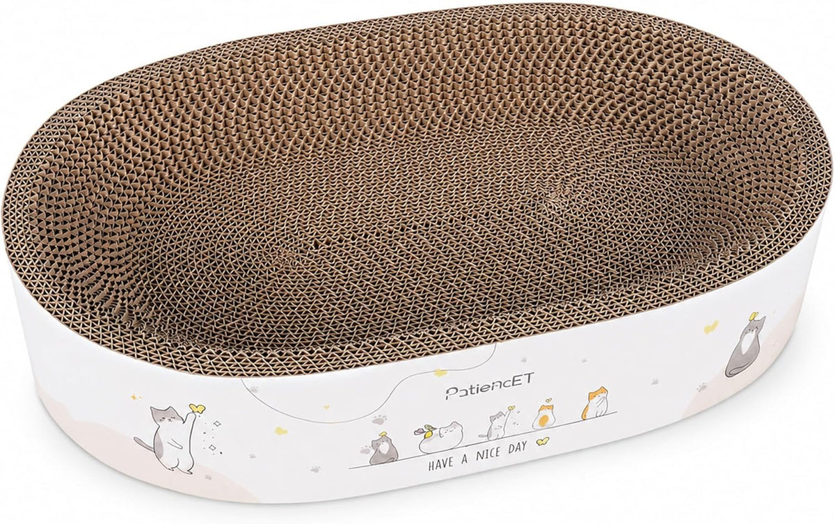 2-In-1 Oval Cat Scratcher Bed, Cardboard Lounger Scratch Bowl