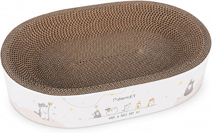 2-In-1 Oval Cat Scratcher Bed, Cardboard Lounger Scratch Bowl