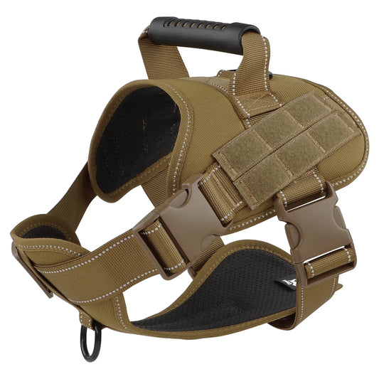 No Pull Dog Harness for Small Dogs, Reflective Dog Vest Harness with Handle, Adjustable Easy on Dog Harness for Training Running Walking, Khaki S