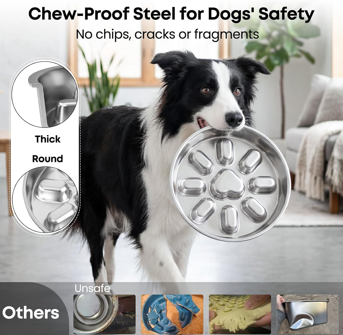 Elevated Slow Feeder Dog Bowls 2 Cups for 15-60 LBS Breed Puppy