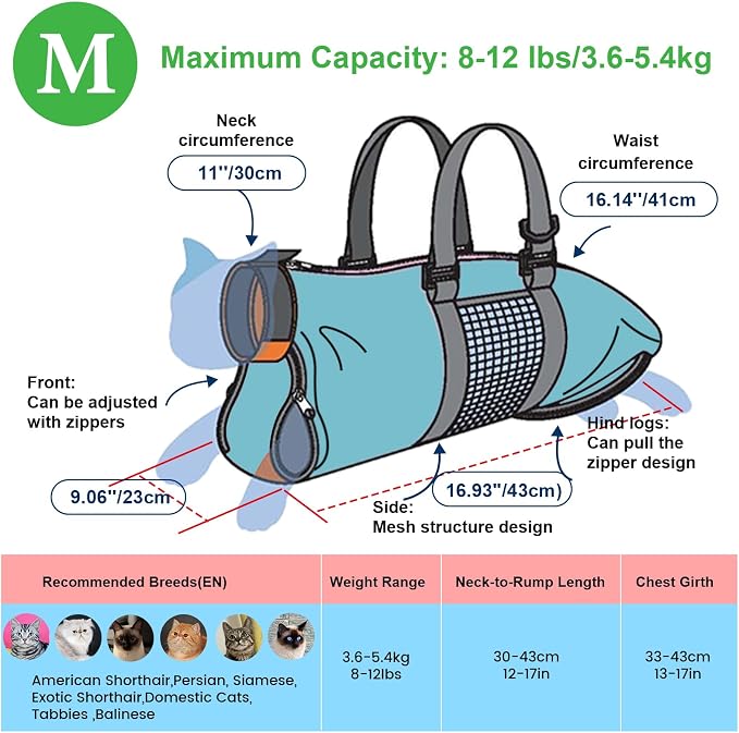 Cat Restraint Grooming Bag