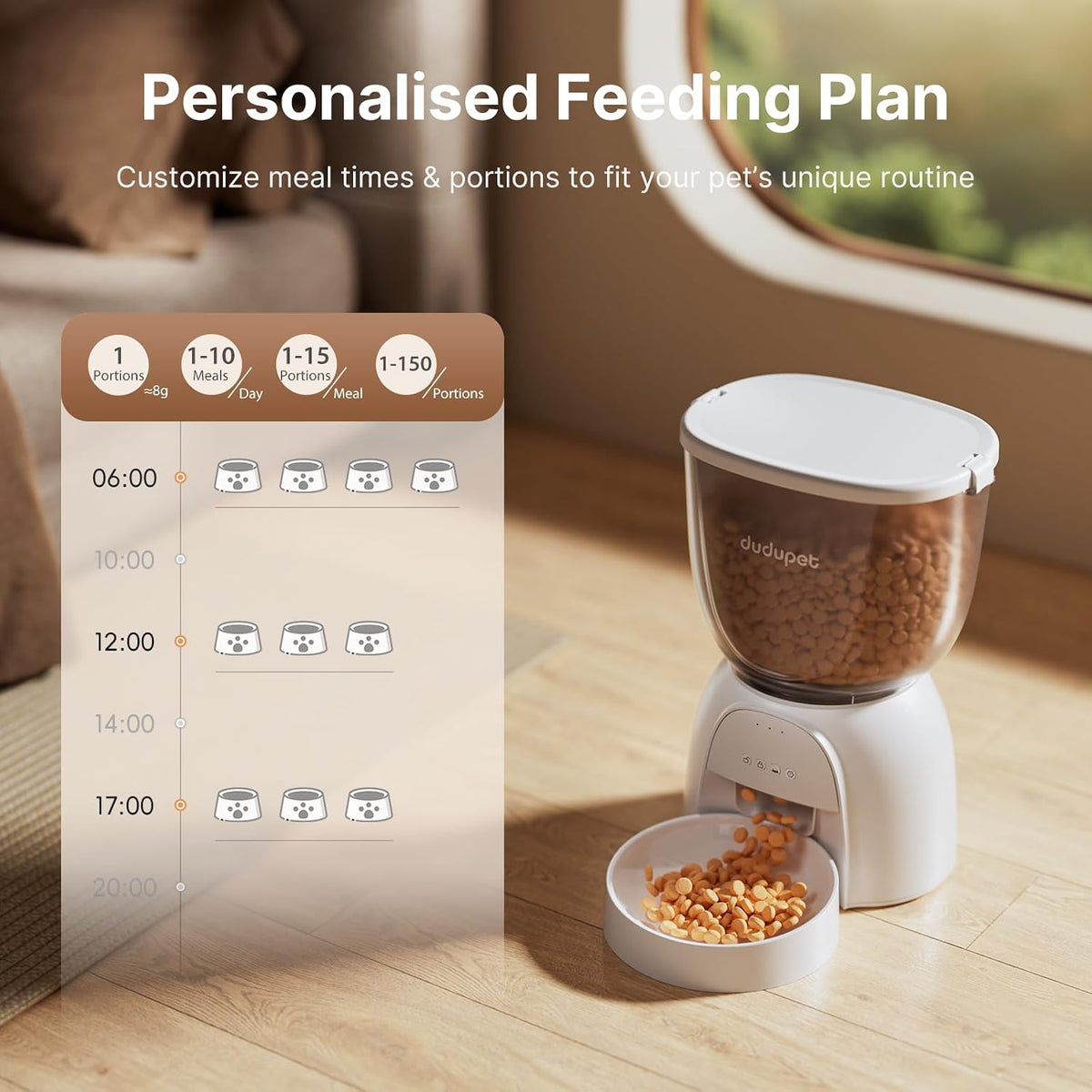 Automatic Cat Feeder with Wifi, Timed Cat Dry Food Dispenser for Cats Dog