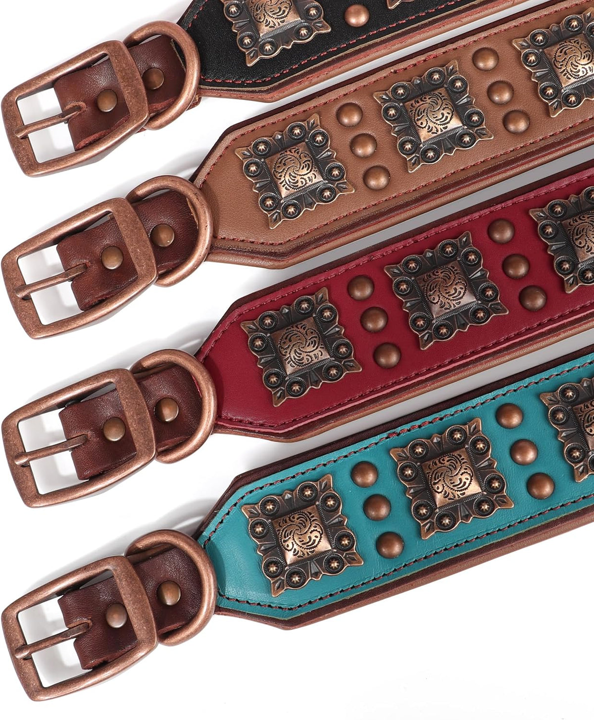 Genuine Leather Dog Collar, 2 Inch Wide, Brown,Neck 16-19"