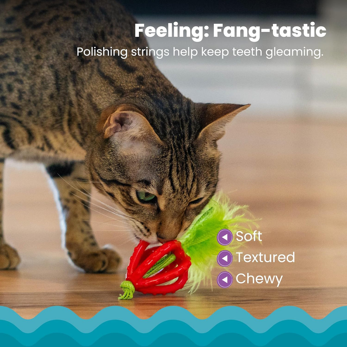 Dental Strawberry Teether Cat Chew Toy with Catnip, 4"