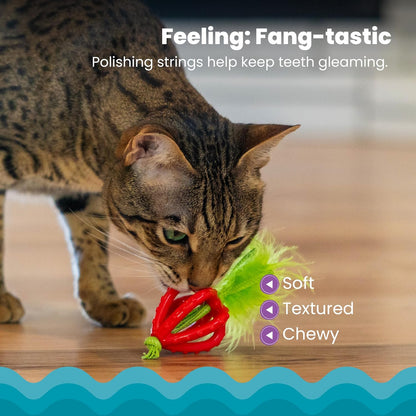 Dental Strawberry Teether Cat Chew Toy with Catnip, 4"
