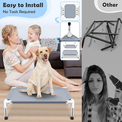 Elevated Dog Bed, Raised Outdoor Dog Bed for Medium Dogs, Portable Pet Cots
