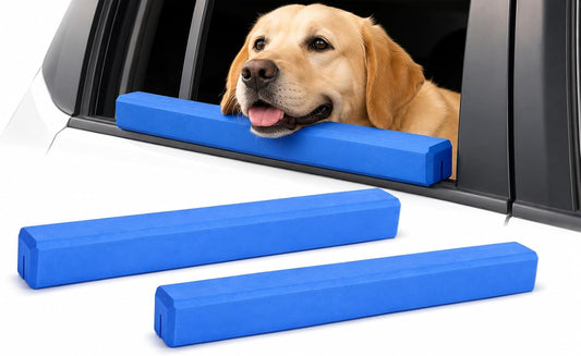 Dog Car Window Chin Rest Cushion 2 Pack, 15.7" Non-Slip Foam Pet Window Bumper with Center Slot for Secure Glass Fit, Easy-Install Dog Head Support for Car Rides, Cars Suvs Trucks, Blue