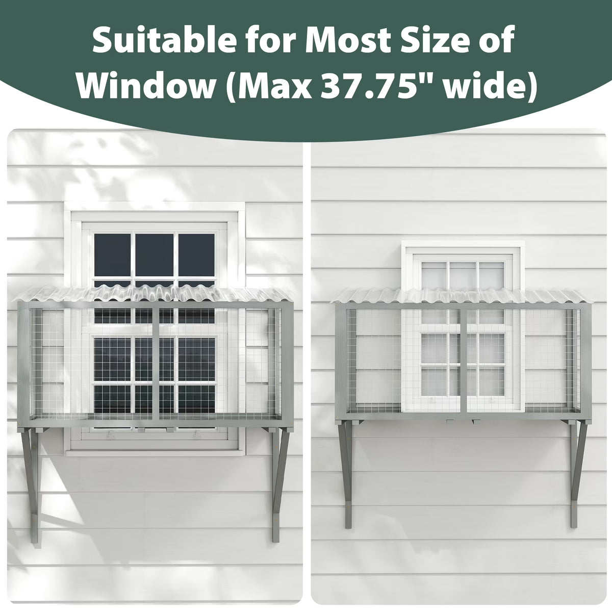 Weatherproof Cat Window Perch, Outdoor Cat Catio, Cat Cage for Cat Patio, Cat Window Box, Dark Gray