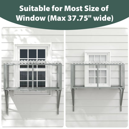 Weatherproof Cat Window Perch, Outdoor Cat Catio, Cat Cage for Cat Patio, Cat Window Box, Dark Gray