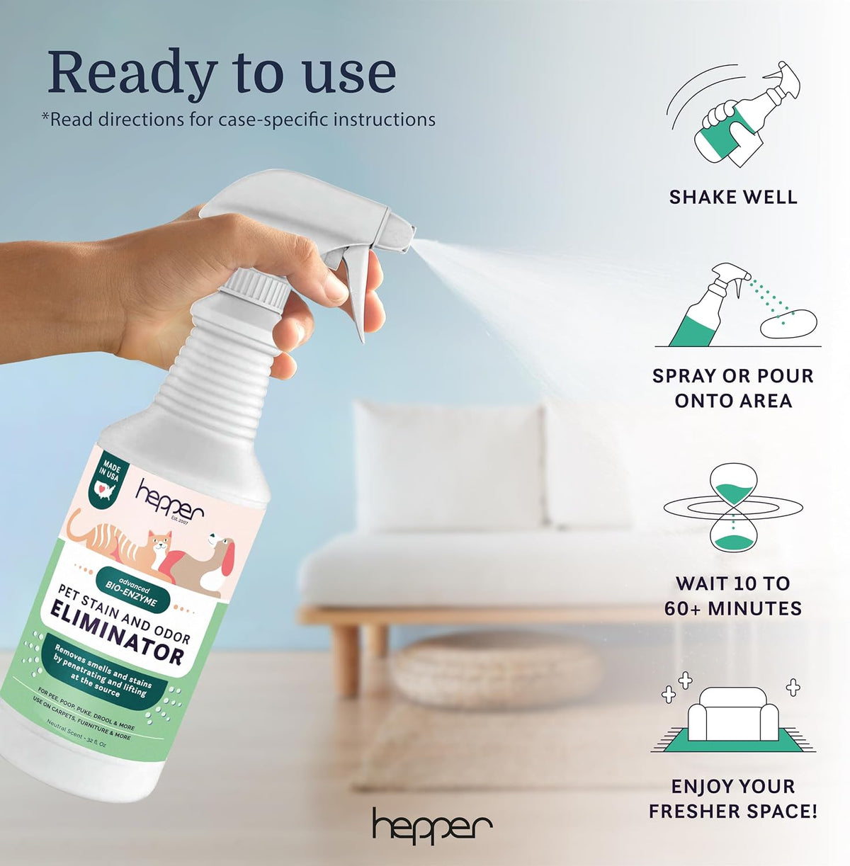 Bio-Enzyme Pet Stain & Odor Eliminator Spray - 32Oz - Neutral