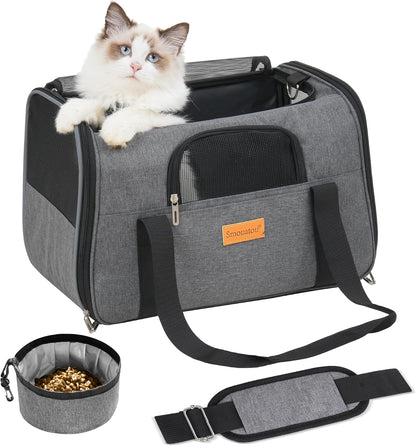 Cat Carrier, Dog Carrier, Cat Bag Carrier, Cat Travel Carrier, Soft-Sided and Scratch-Proof Mesh Cat Bag Pet Carriers, Travel Puppy Carry, Pet Home (Grey)