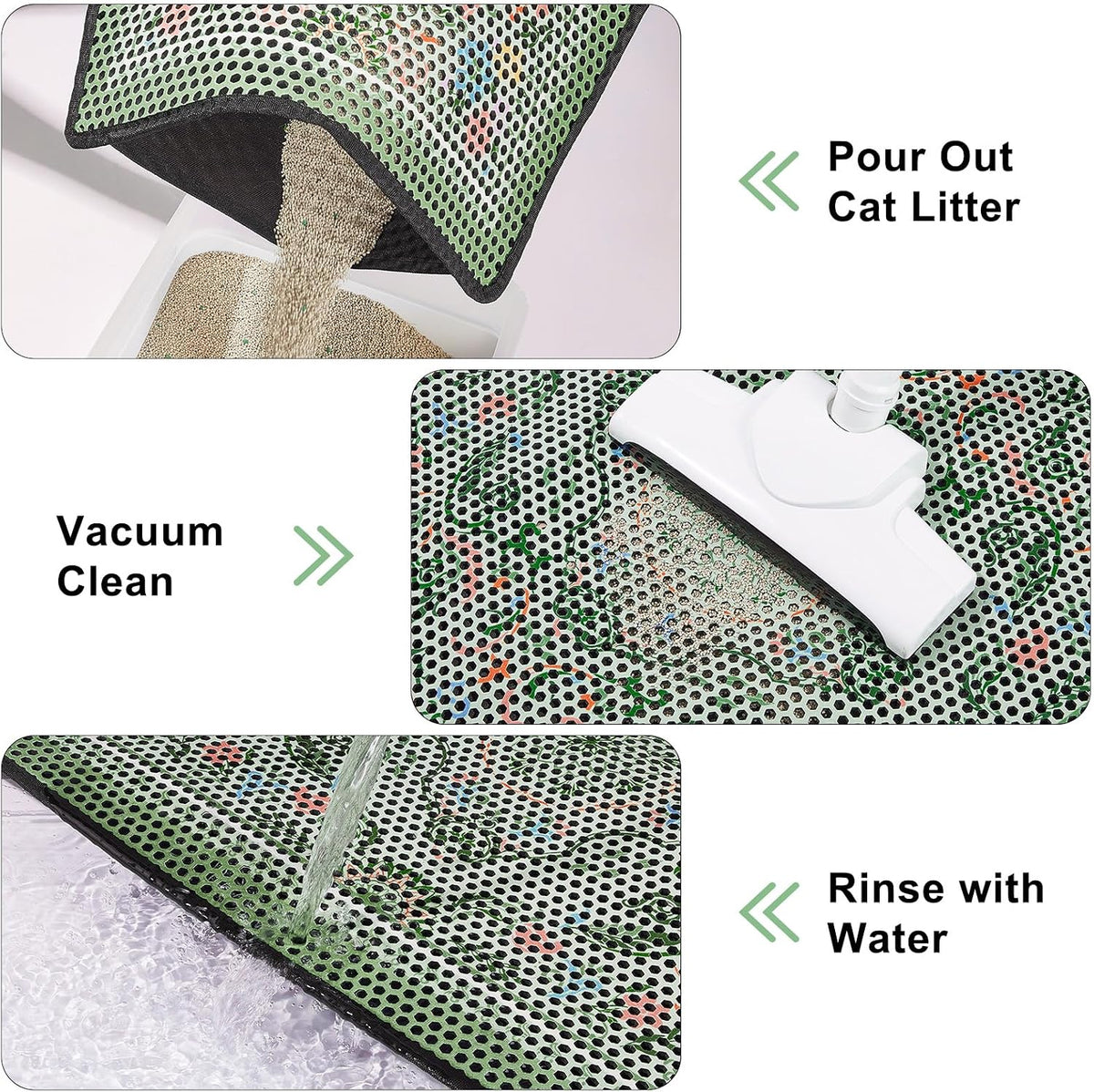 Cat Litter Mat 26.8"X46.5" Double Layer Waterproof Litter Box Mat Washable Litter Trapping Mat