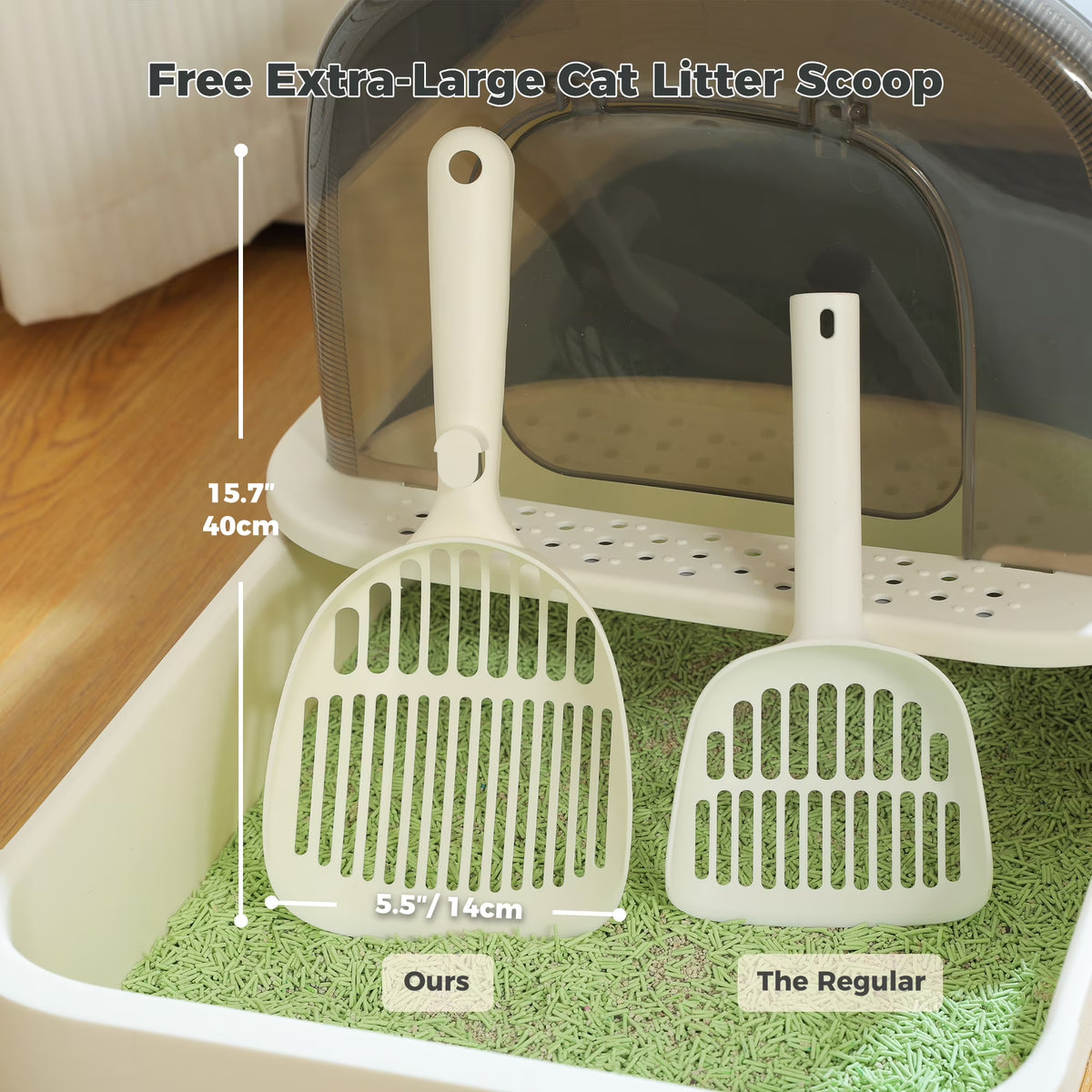 Large Cat Litter Box with Scoop Litter Box with Lid Double-Layer Leak-Proof Litter Box for Cat, Black