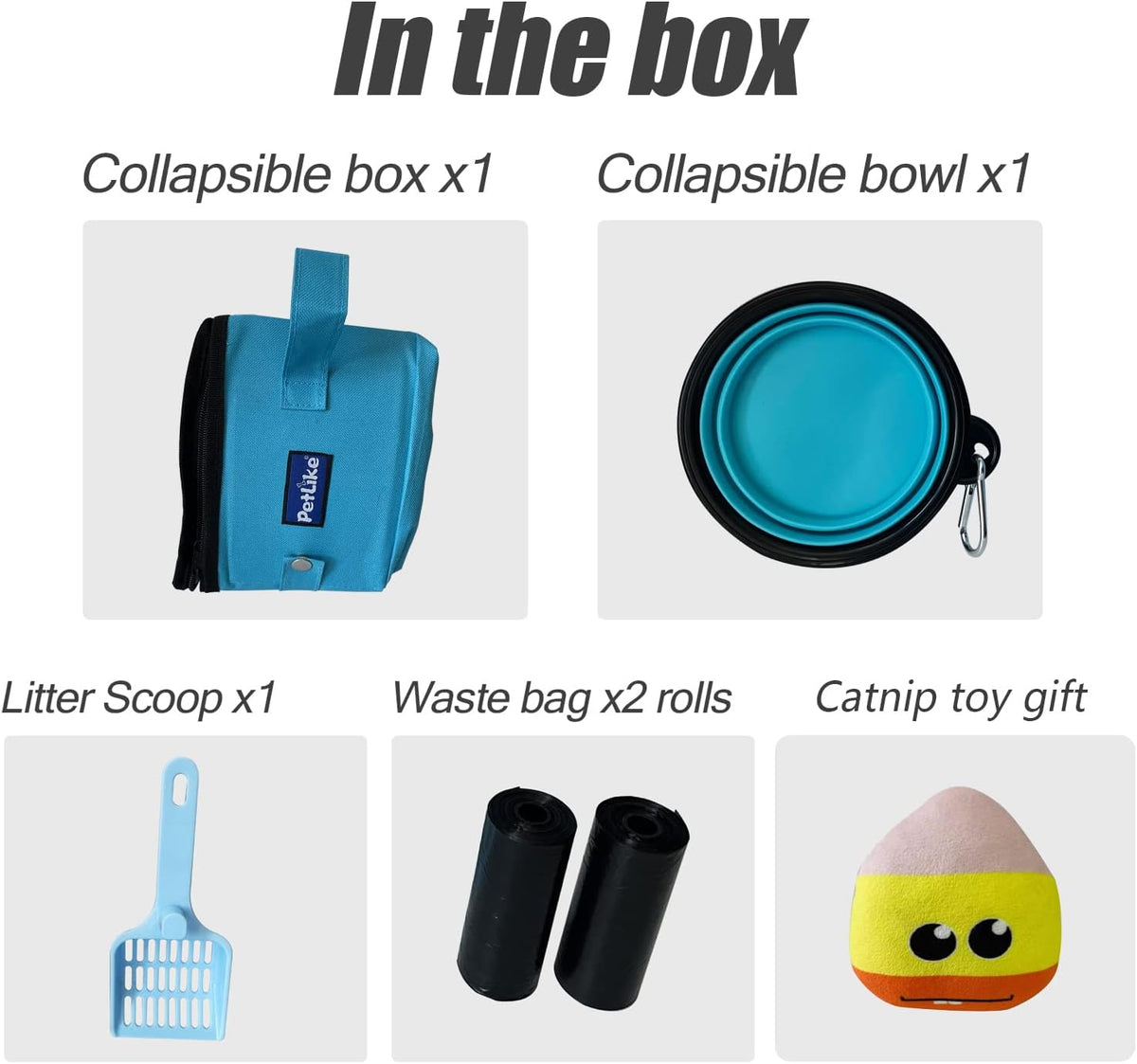 Travel Cat Litter Box, Leak-Proof Portable Litter Box, Collapsible Toilet Tray Carrier for Small Medium Cats (Medium, Aqua Set)