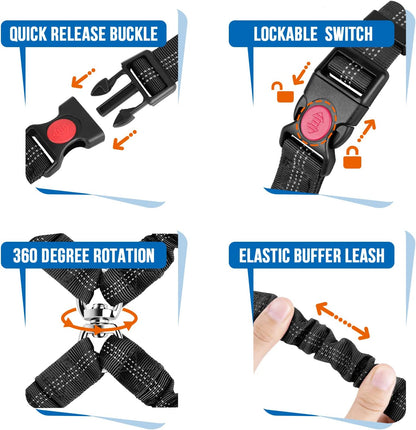 Double Dog Car Seat Belt, No Tangle Headrest Restraint