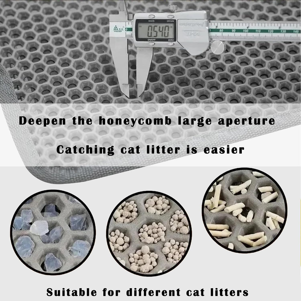 2-Pack Cat Litter Mat, Double Layer Honeycomb Waterproof Urine Proof Non-Slip Litter Trapping Mat, Less Waste, Easy to Clean Cat Litter Box Mat, Kitten Indoor Supplies (Gray, 20X16 Inches)