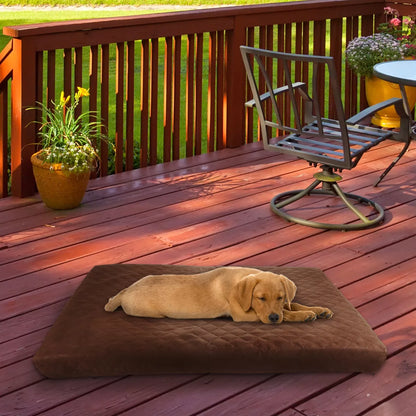Waterproof Dog Bed – 2-Layer Memory Foam Dog Bed with Removable Machine Washable Cover – 36X27 Dog Bed for Large Dogs up to 75Lbs by PETMAKER (Brown)