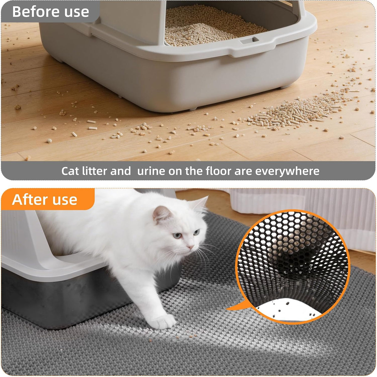Cat Litter Mat 47"X33" Urine-Proof XL Litter Mat for Litter Box Mat