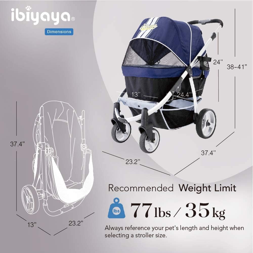 Double Dog Strollers for Large Dogs up to 77 Ibs, Aluminum Frame, 4-Wheel with Suspension