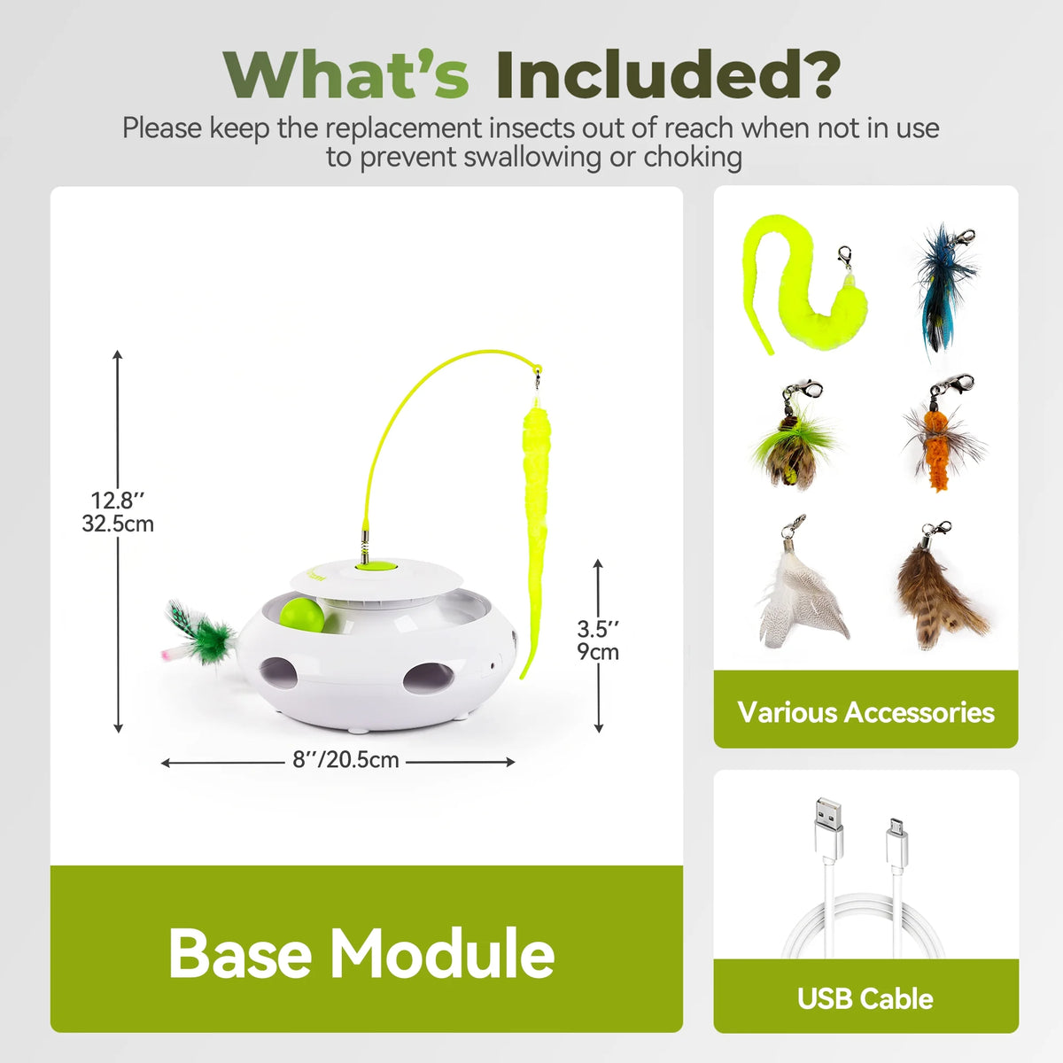 3-In-1 Interactive Flutter Bug Cat Toy with Poping Feather,Automatic Whack-A-Mole Kitty Toy, Spinning Kitty Teaser Toys