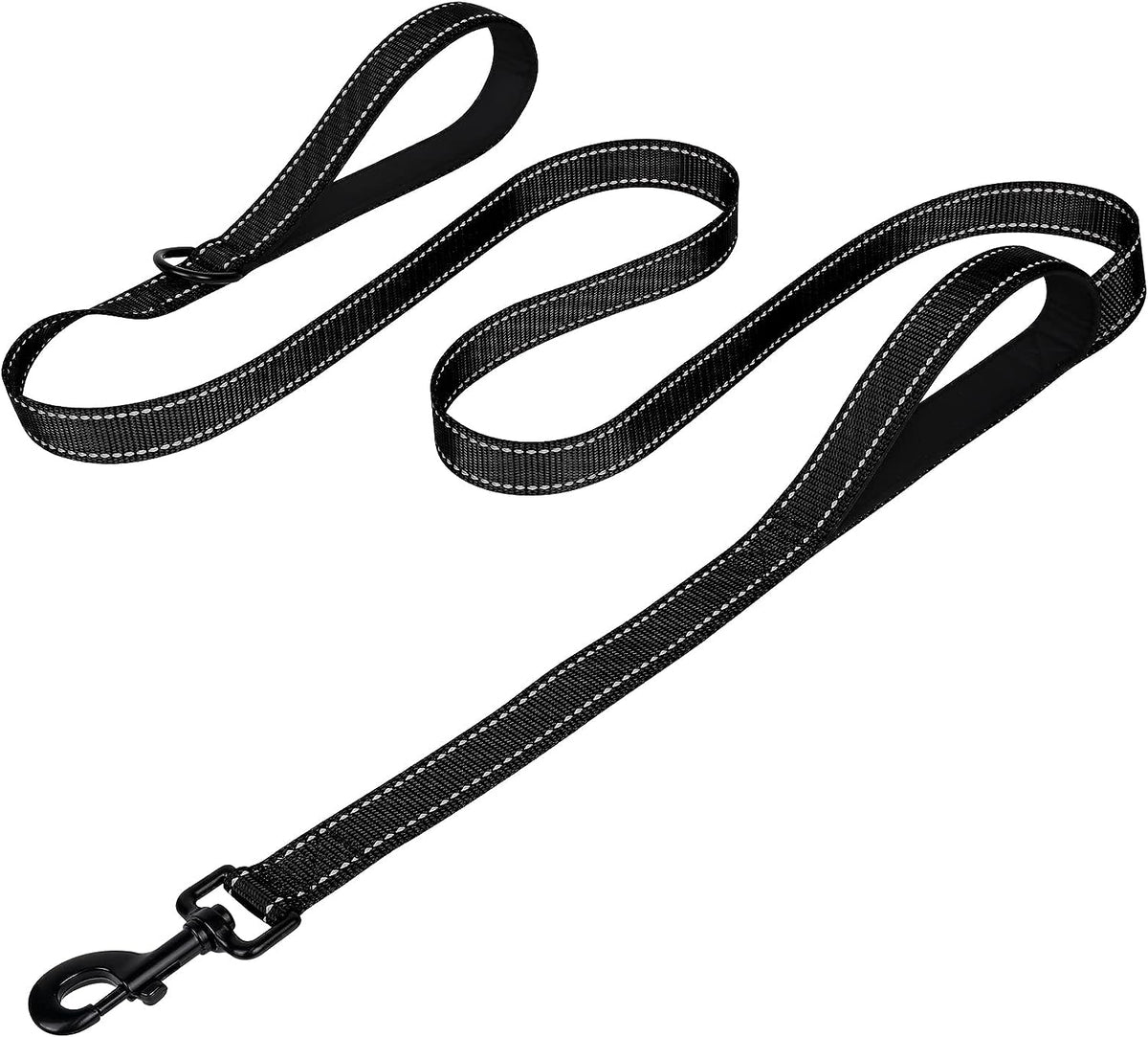 Dog Leash for Large Dogs That Pull, Double Handle, 6FT, Black