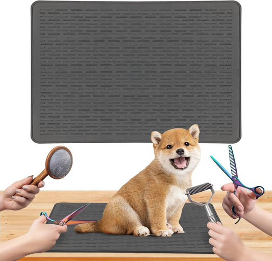 Dog Grooming Table Mat, Non-Slip Silicone Pad, 28 X 19.7 in Black