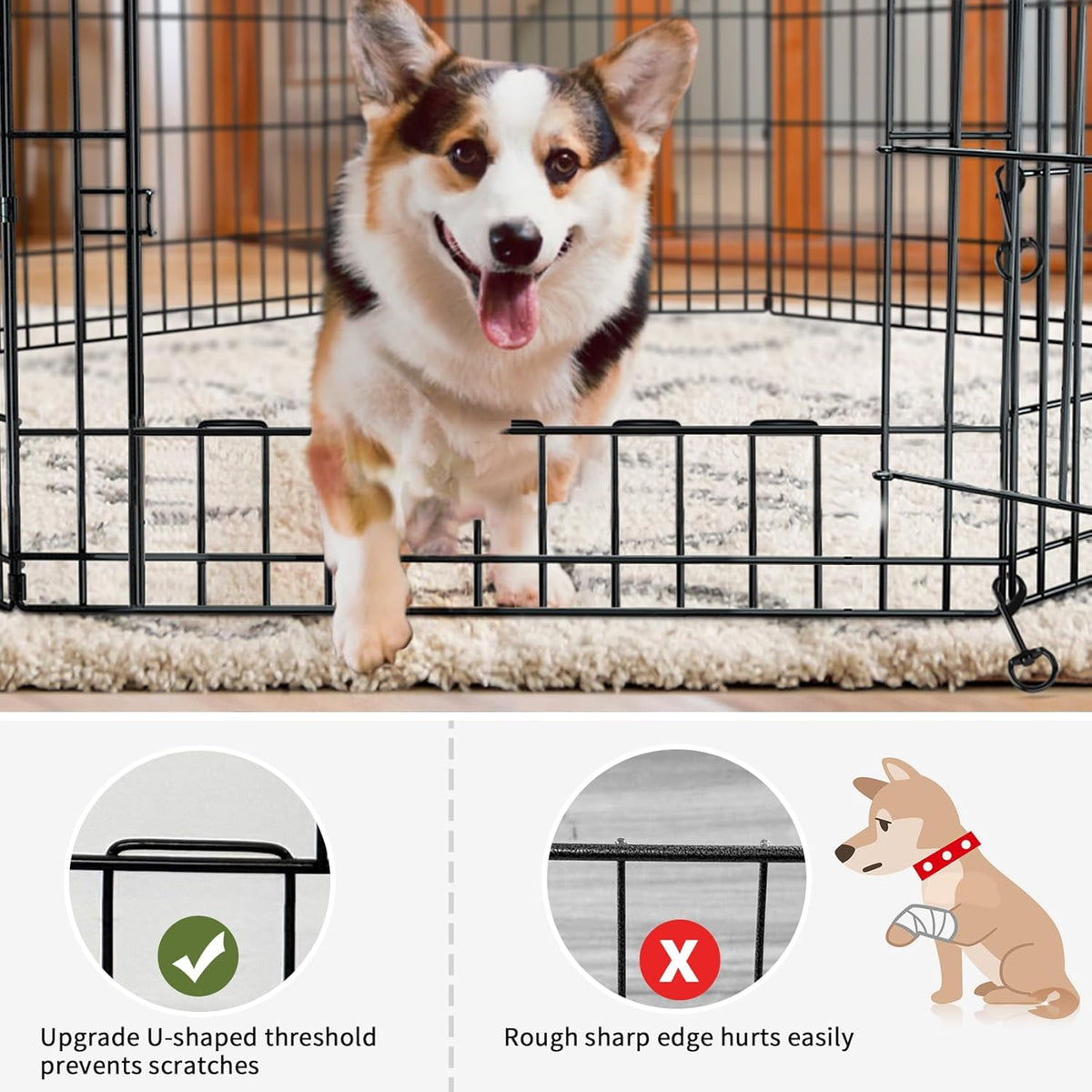 Foldable Metal Dog Exercise Pen/Pet Puppy Playpen Kennels Yard Fence Indoor/Outdoor 8 Panel 24" W X 24" H with Bottom Pad (With Bottom Pad, 8 Panels 24" H)