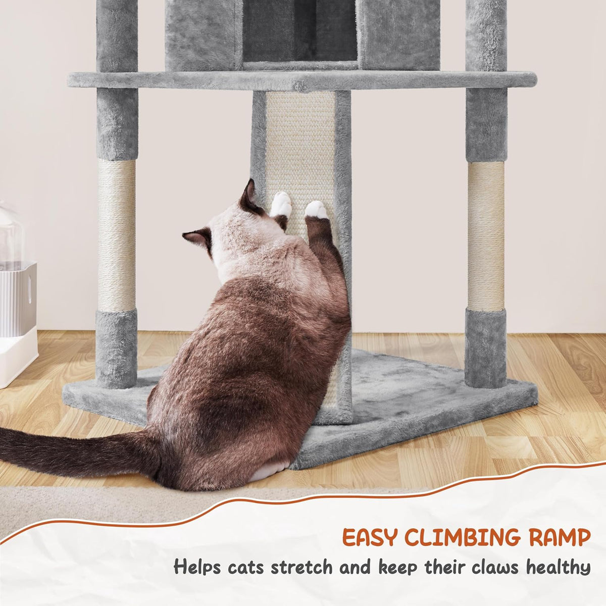 76In Large Cat Tree Tower, 2 Condos, Sisal Posts & Cat-Ear Perch