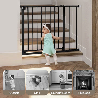 Baby Safety Gate, Dog Gates for Top Stairs Doorway, 29.5''- 40.5''Wide Pressure Mount, Black