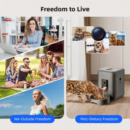 2L with Video Automatic Cat Feeder, Intelligent Timed and Quantitative Feeding, Cat, Dog and Pet Feeding Bowl Controlled by APP
