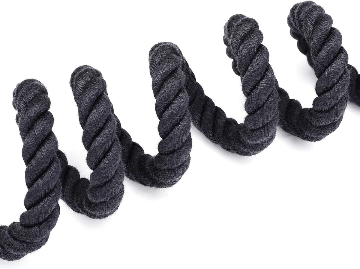 Dog Leash Braided Cotton Rope with Leather-Reinforced Ends