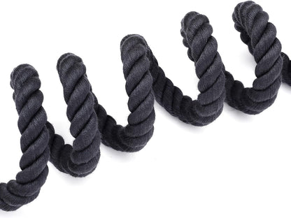 Dog Leash Braided Cotton Rope with Leather-Reinforced Ends