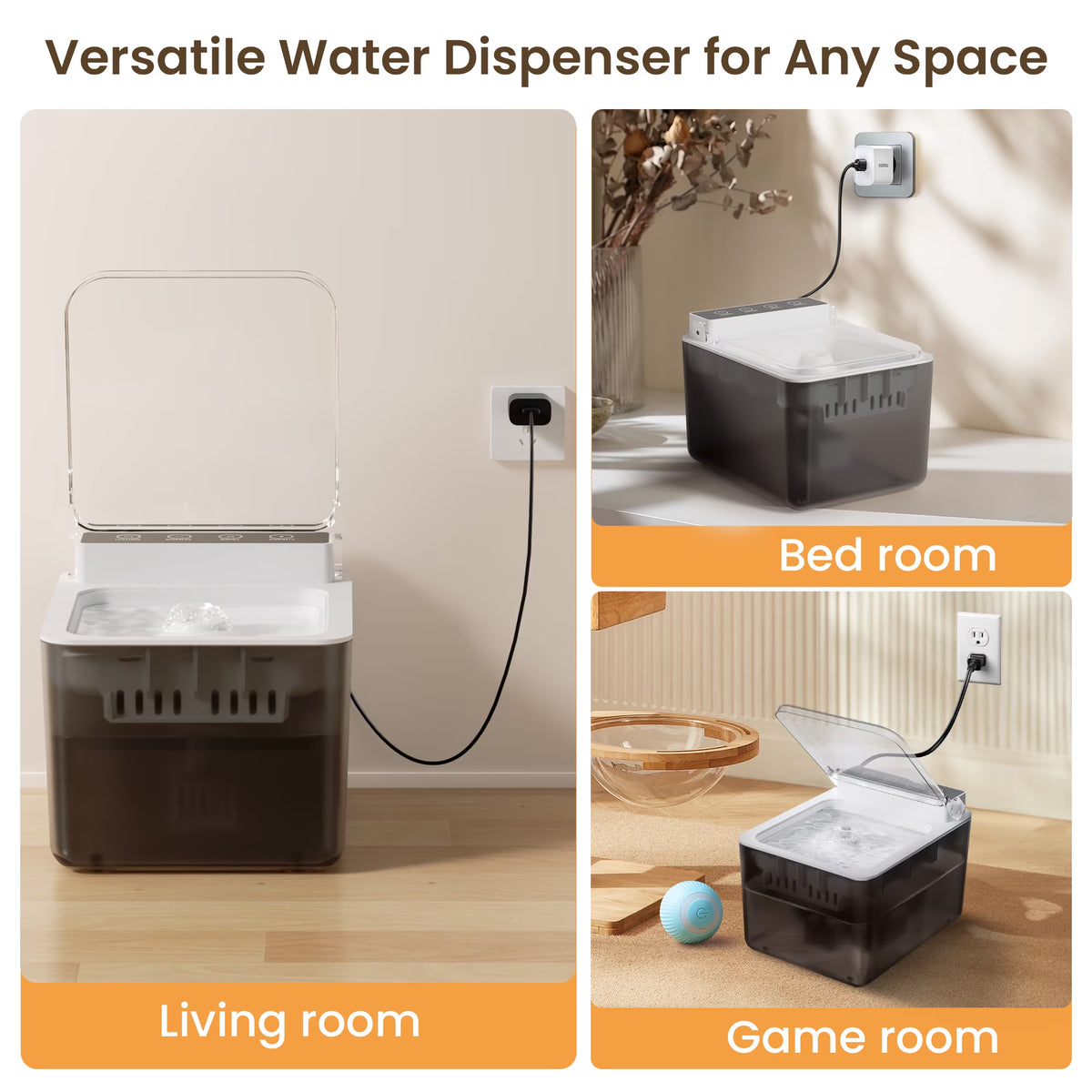 Water Fountain for Cat with Dustproof Cover, 101.4Oz/3L Automatic Cat Water Fountain for Drinking, Fba-Free ABS, Detachable Tank, Pet Dispenser with Replacement Filter, USB Plug-In Charge