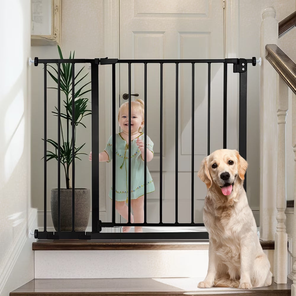 Baby Safety Gate, Dog Gates for Top Stairs Doorway, 29.5''- 40.5''Wide Pressure Mount, Black