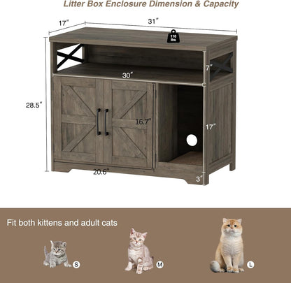 Cat Litter Box Enclosure, Hidden Litter Box with Scratch Pad
