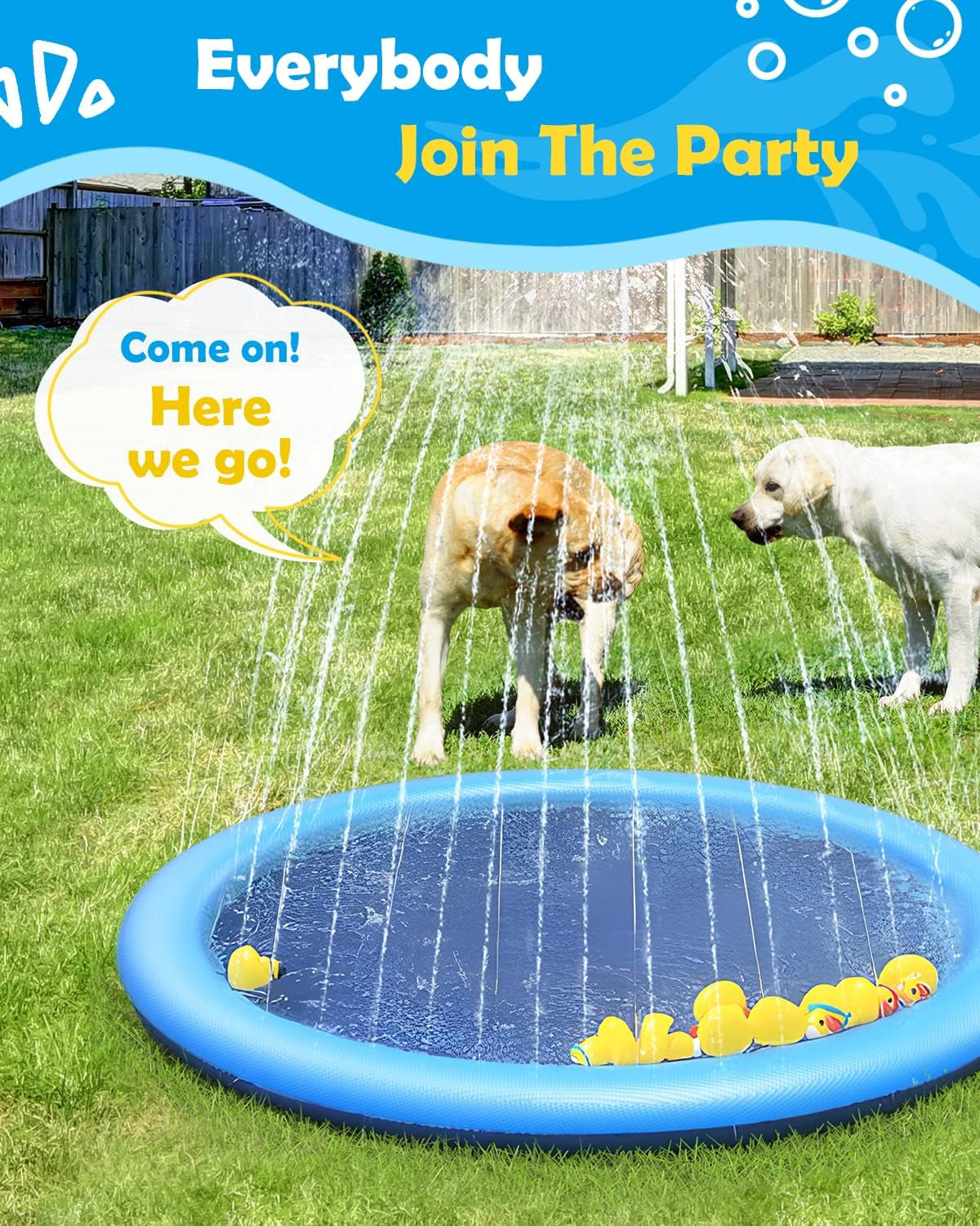 Dog Pool, Anti-Slip Splash Pad for Dogs, 67 In, Blue