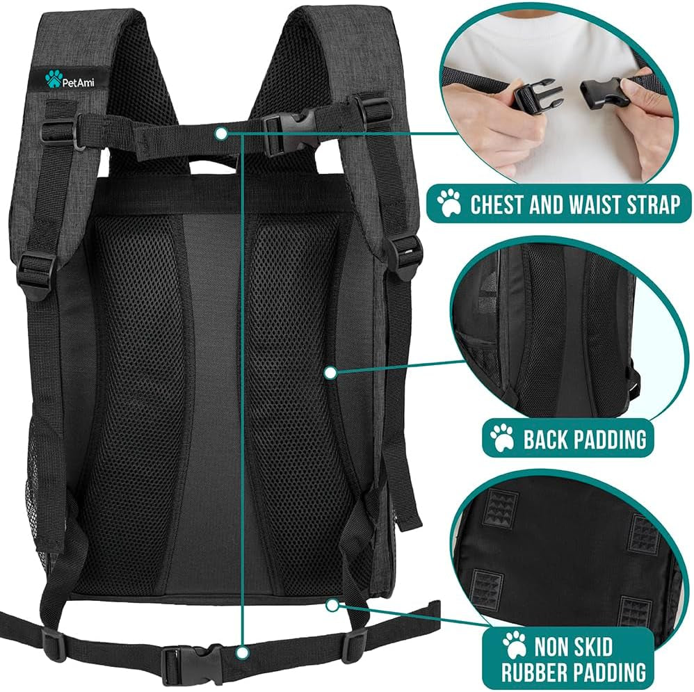 Dog Backpack Carrier Airline Approved Cat Pet Puppy Bag, Charcoal