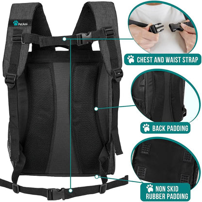 Dog Backpack Carrier Airline Approved Cat Pet Puppy Bag, Charcoal