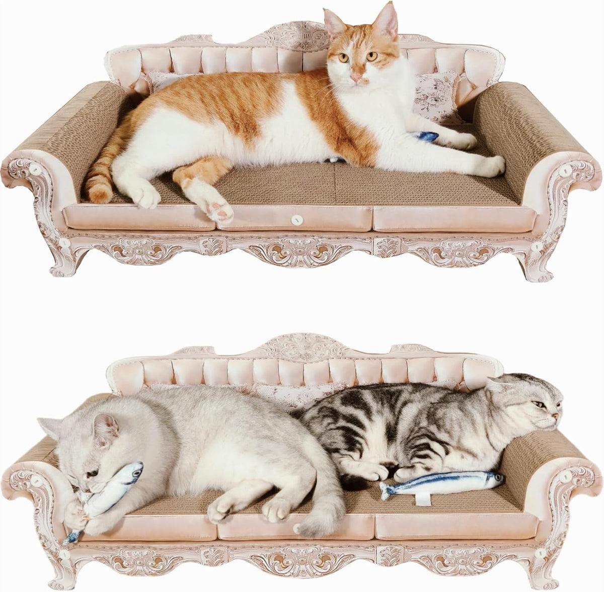 31.5" Extra Large Cat Scratcher Sofa, Durable Cardboard Lounge Bed
