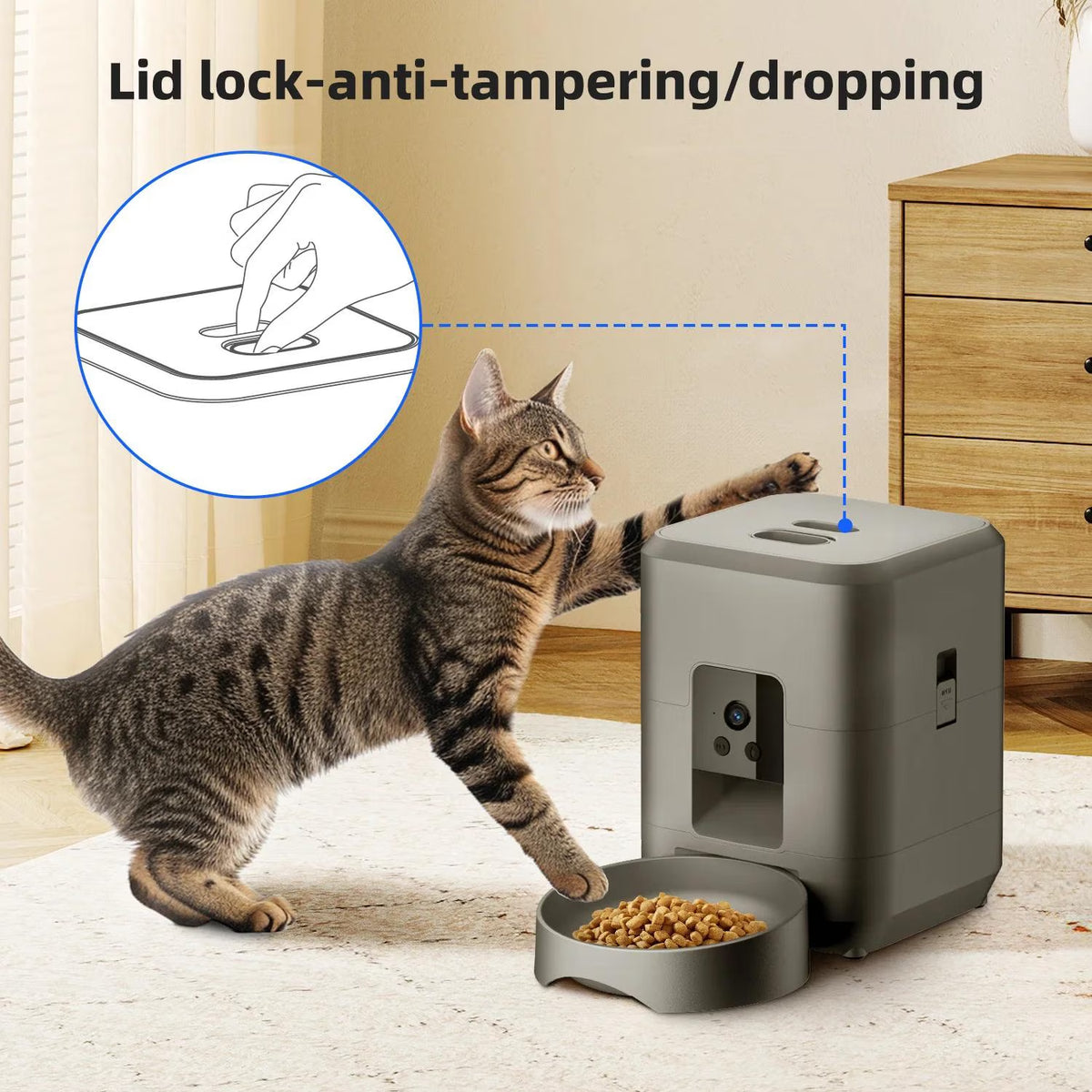 2L with Video Automatic Cat Feeder, Intelligent Timed and Quantitative Feeding, Cat, Dog and Pet Feeding Bowl Controlled by APP