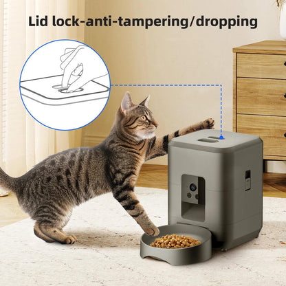 2L with Video Automatic Cat Feeder, Intelligent Timed and Quantitative Feeding, Cat, Dog and Pet Feeding Bowl Controlled by APP
